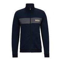 Cotton-blend zip-up jacket with embroidered logo, Hugo boss