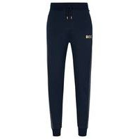 Cotton-blend tracksuit bottoms with embroidered logo, Hugo boss