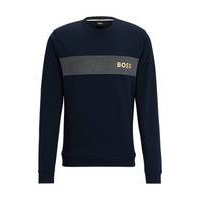 Cotton-blend sweatshirt with embroidered logo, Hugo boss