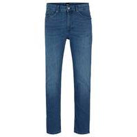 Tapered-fit jeans in blue stretch denim, Hugo boss