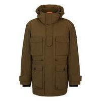 Mixed-material hooded jacket with water-repellent finish, Hugo boss