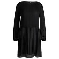 Regular-fit dress with long sleeves and pleated skirt, Hugo boss