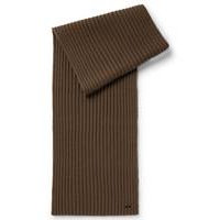 Rib-knit cashmere scarf with metal logo plaque, Hugo boss