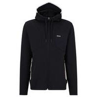 Cotton-blend zip-up hoodie with HD logo print, Hugo boss