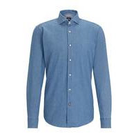 Casual-fit shirt in washed cotton denim, Hugo boss