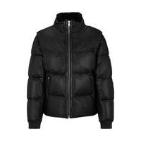 Down-filled jacket in leather with detachable sleeves, Hugo boss