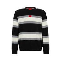 Cotton sweatshirt with block stripes and red logo label, Hugo boss