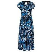 Cap-sleeve dress in printed stretch crepe, Hugo boss