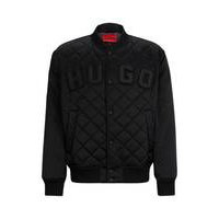 Water-repellent satin bomber jacket with varsity-style logo, Hugo boss
