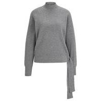 Tie-detail sweater in virgin wool and cashmere, Hugo boss