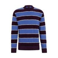 Cotton-blend relaxed-fit sweater with knitted stripes, Hugo boss