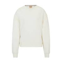 Cotton-blend sweatshirt with embossed logo and knitted tape, Hugo boss
