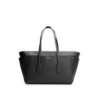 Tote bag in grained leather with embossed logo, Hugo boss