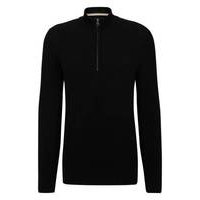 Zip-neck sweater in micro-structured cotton, Hugo boss