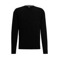 Crew-neck sweater in cotton with embroidered logo, Hugo boss