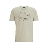 Cotton-jersey T-shirt with crew neck and seasonal artwork, Hugo boss