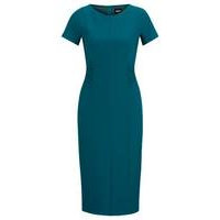 Slit-front business dress with gathered details, Hugo boss