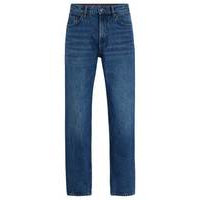 Regular-fit jeans in blue rigid denim, Hugo boss