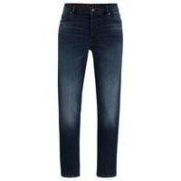 Tapered-fit jeans in blue stretch denim, Hugo boss