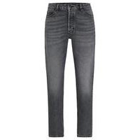 Tapered-fit jeans in marbled comfort-stretch denim, Hugo boss
