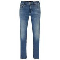 Slim-fit jeans in blue soft-motion denim, Hugo boss