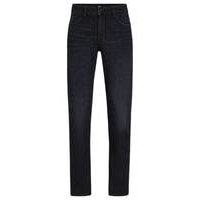 Slim-fit jeans in Italian super-soft black denim, Hugo boss