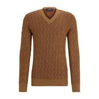 Aran-knit sweater in two-tone silk, Hugo boss