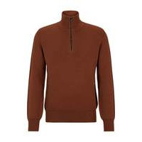 Zip-neck sweater in virgin wool with piped details, Hugo boss