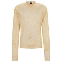 V-neck sweater in a crinkled knit with metallised fibres, Hugo boss