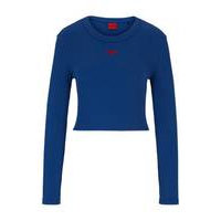 Long-sleeved cropped slim-fit T-shirt with logo label, Hugo boss