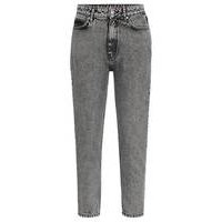 Relaxed-fit mid-rise jeans in grey denim, Hugo boss