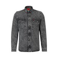 Relaxed-fit long-sleeved shirt in cotton denim, Hugo boss