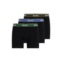 Three-pack of stretch-cotton boxer briefs with logos, Hugo boss