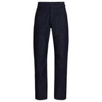 Relaxed-fit jeans in wrinkle-effect rigid blue denim, Hugo boss