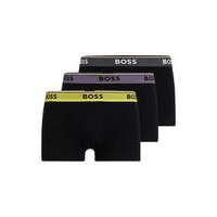 Three-pack of stretch-cotton trunks with logo waistbands, Hugo boss