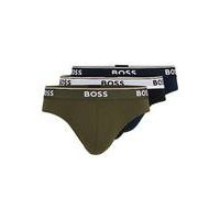 Three-pack of stretch-cotton briefs with logo waistbands, Hugo boss