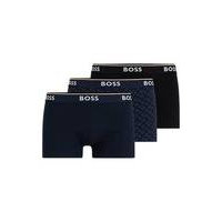 Three-pack of stretch-cotton trunks with logo waistbands, Hugo boss