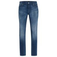 Slim-fit jeans in blue Italian cashmere-touch denim, Hugo boss