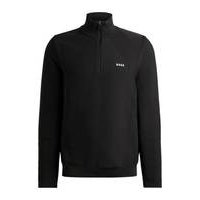 Zip-neck sweater in stretch fabric with contrast logo, Hugo boss