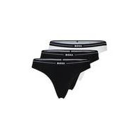 Three-pack of stretch-cotton thongs with logo waistbands, Hugo boss