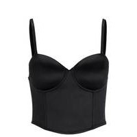 Satin bustier with detachable branded straps and logo rivet, Hugo boss