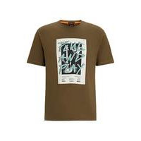 Regular-fit T-shirt in cotton with seasonal graphic print, Hugo boss