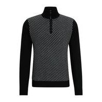 Zip-neck sweater with jacquard-woven pattern, Hugo boss