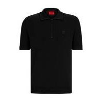 Zip-neck polo shirt with stacked logo, Hugo boss