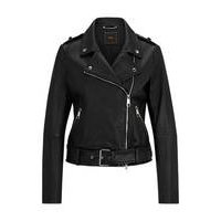 Regular-fit jacket in nappa leather with buckled belt, Hugo boss