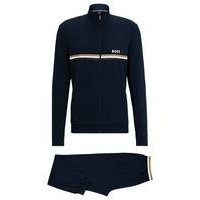 Stretch-cotton loungewear set with signature stripes and logos, Hugo boss