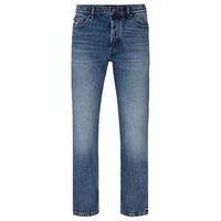 Tapered-fit jeans in blue stretch denim, Hugo boss