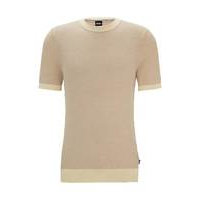 Short-sleeved cotton-blend sweater with micro structure, Hugo boss