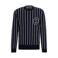 Regular-fit sweater with stripes and monogram, Hugo boss