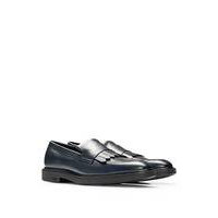 Apron-toe loafers in leather with fringe trim, Hugo boss